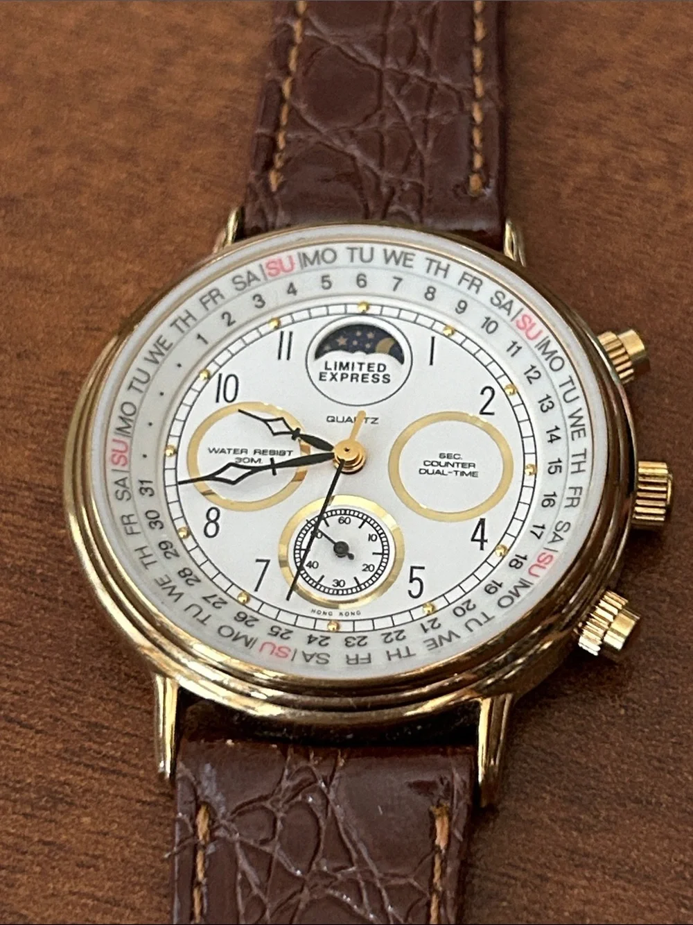 Vintage Limited Express Watch Quartz Movement, Moonphase Chronograph